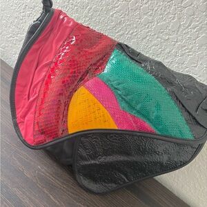 Red and Pink Shoulder Bag with Vibrant Design